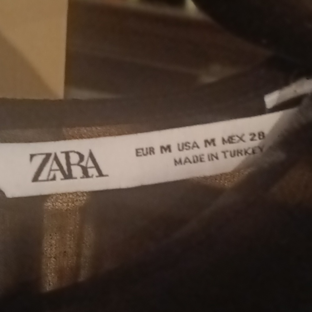 FINAL PRICE ZARA black s/s flared blouse with sheer top and sleeves Medium